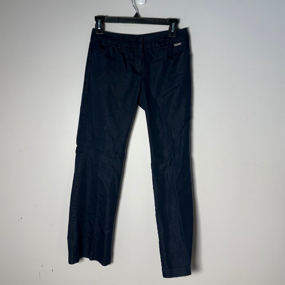 EUC Womens Juniors New York & Company Navy Blue Pants Slacks Stretch 0 Petite